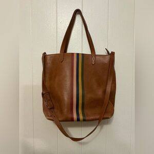 Rare Sold Out Madewell The Zip-Top Medium Rainbow Stripe Edition Transport Tote